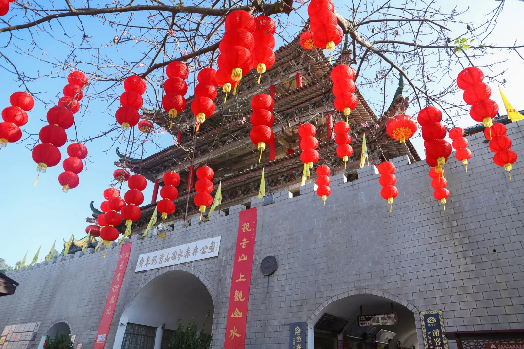 满山尽带虎年红,观音山上春节氛围浓,带您欢乐过大年
